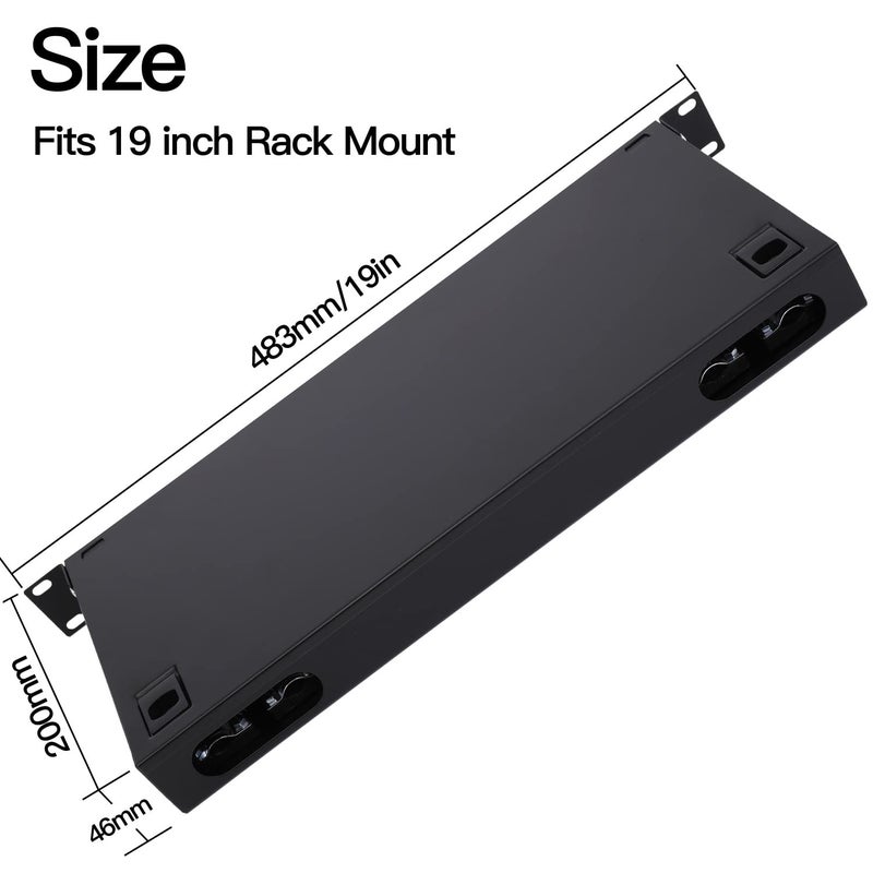 GESD LC-OM3 12 Duplex 24 Port Fiber Enclosure Rack Mount Fiber Box MultiMode LC-UPC Kit 1 RU Fits 19" Racks Cabinet (Include 2Pcs Splice Trays 48 Strand OM3 Pigtail 1M Cables Spool+LGX Loaded Patch Panel - Image 4